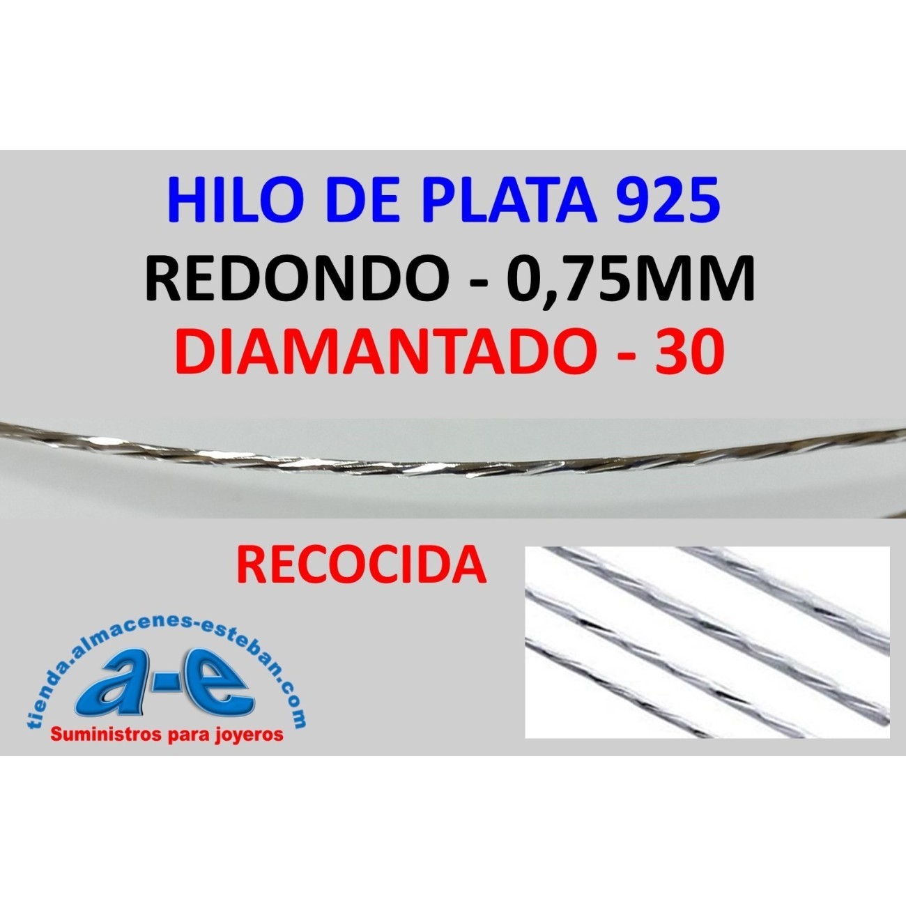 HILO PLATA REDONDO 0,75MM DIAMANTADO-30 (1m)