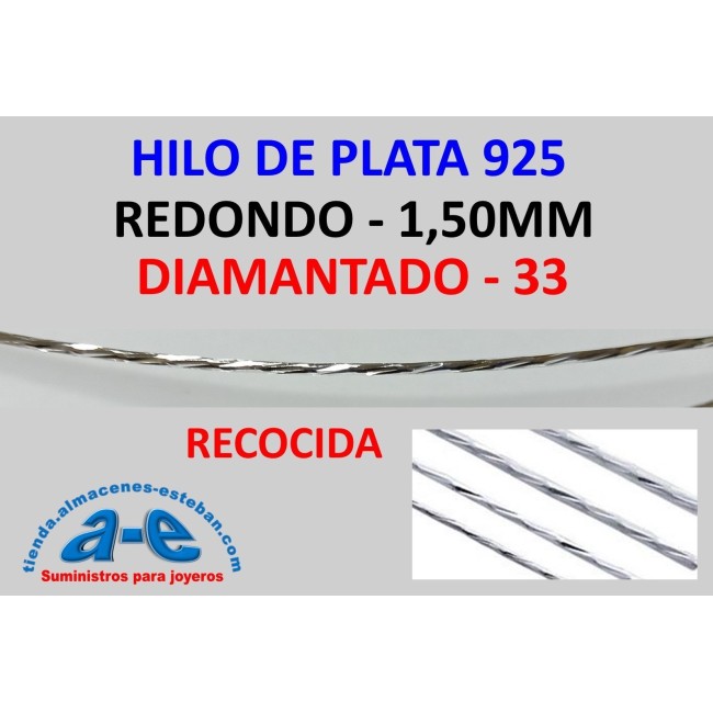 HILO PLATA REDONDO 1,50MM DIAMANTADO-33 (50cm)