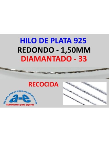 HILO PLATA REDONDO 1,50MM DIAMANTADO-33 (50cm)