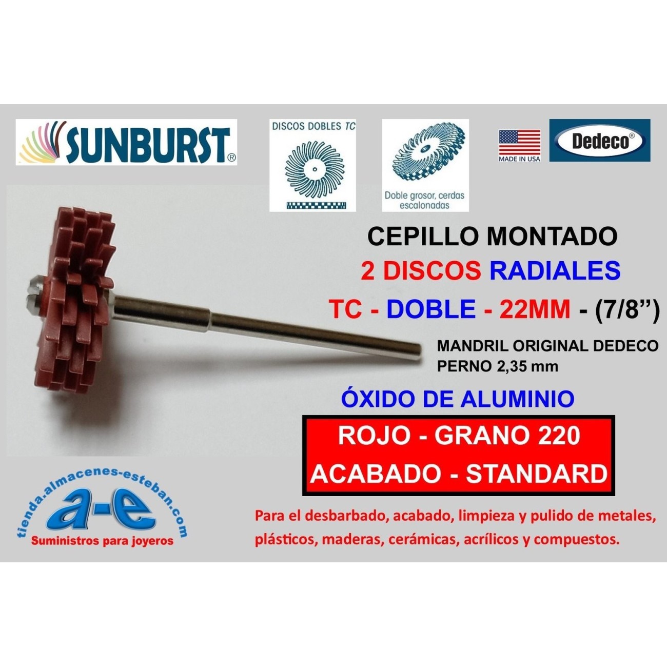 CEP. SUNBURST TC DOBLE 2-22MM DEDECO MONTADO ROJO