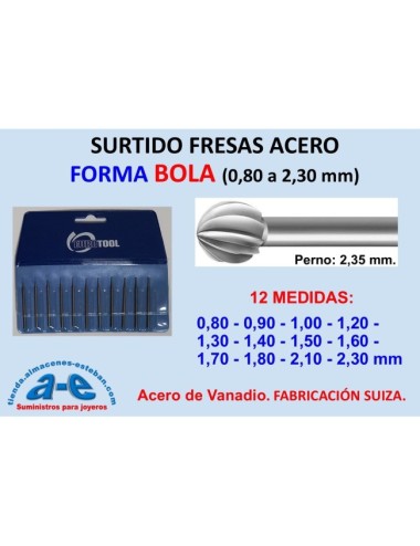 SURTIDO FRESAS BOLA 008-023 12UN. EUROTOOL