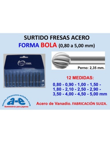 SURTIDO FRESAS BOLA 008-050 12UN. EUROTOOL
