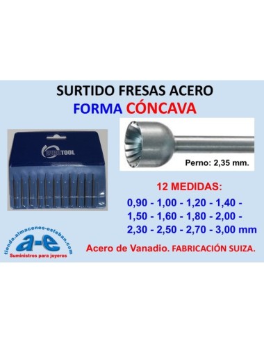 SURTIDO FRESAS CONCAVAS 009-030 12UN. EUROTOOL