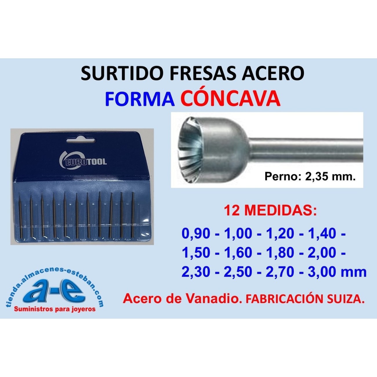 SURTIDO FRESAS CONCAVAS 009-030 12UN. EUROTOOL