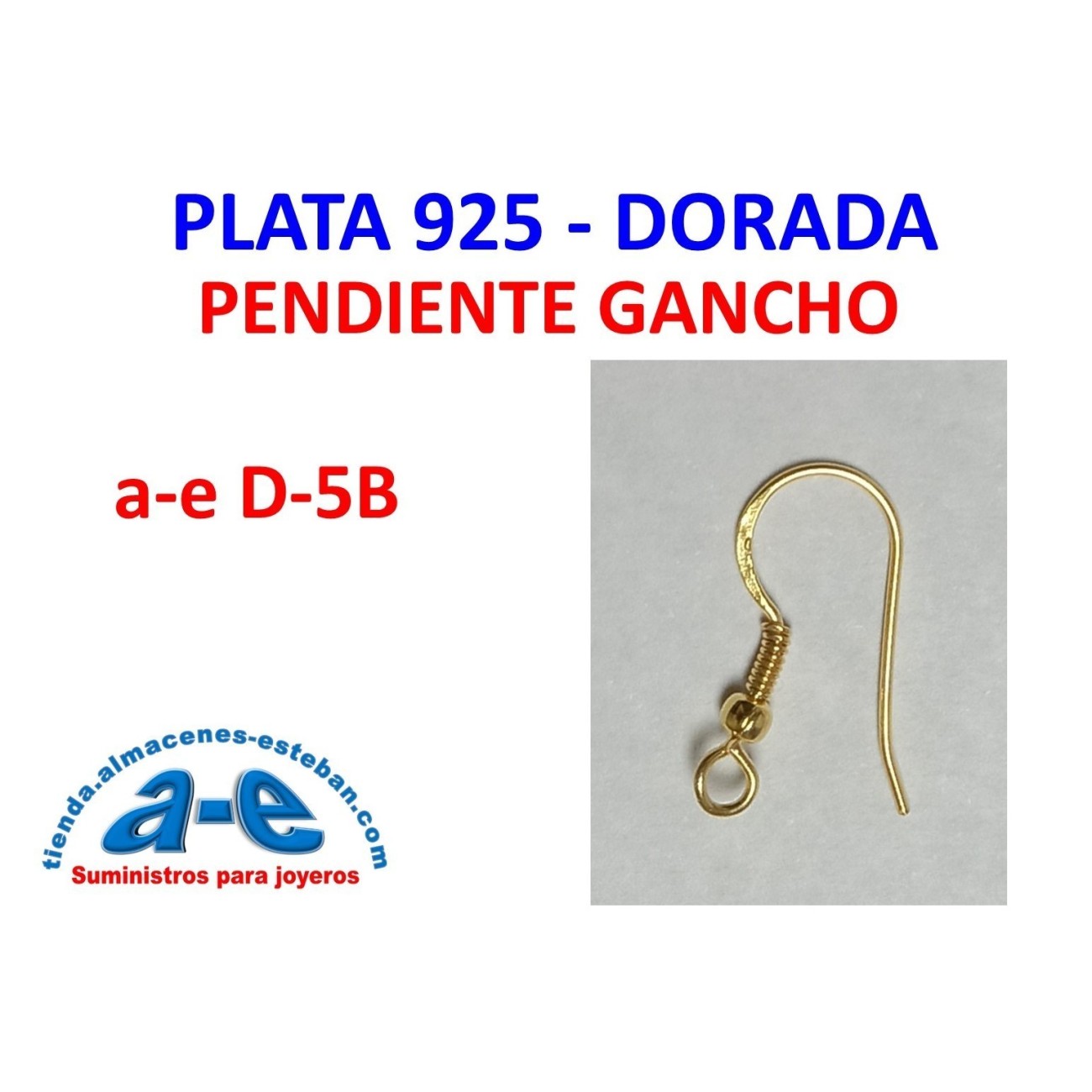 PENDIENTE PLATA DORADA GANCHO AE D-5B