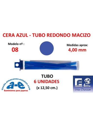 CERA FERRIS AZUL - COWDERY N 08 - TUBO REDONDO MACIZO 4,00MM (6un)