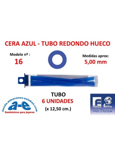 CERA FERRIS AZUL - COWDERY N 16 - TUBO REDONDO HUECO 5,00MM (6un)