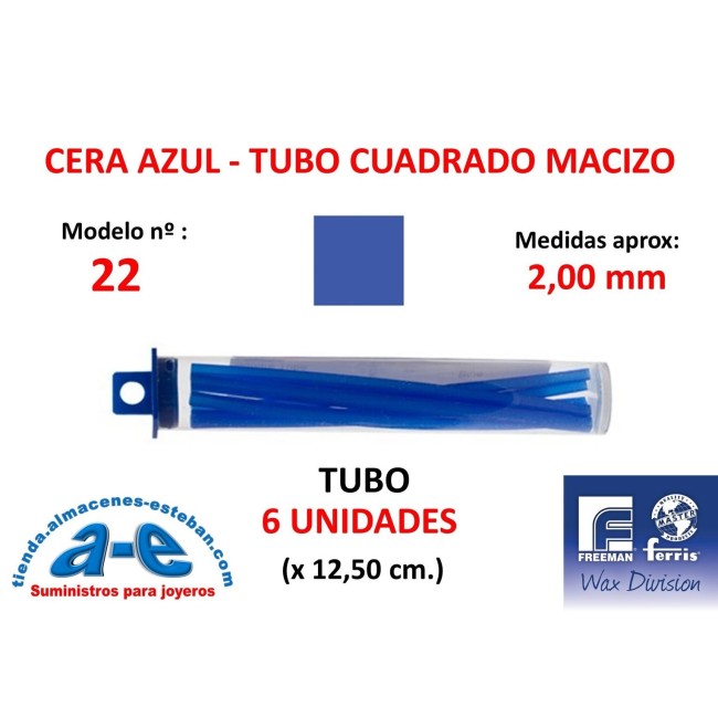 CERA FERRIS AZUL - COWDERY N 22 - TUBO CUADRADO MACIZO 2,00MM (6un)