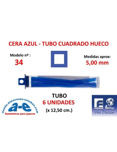 CERA FERRIS AZUL - COWDERY N 34 - TUBO CUADRADO HUECO 5,00MM (6un)