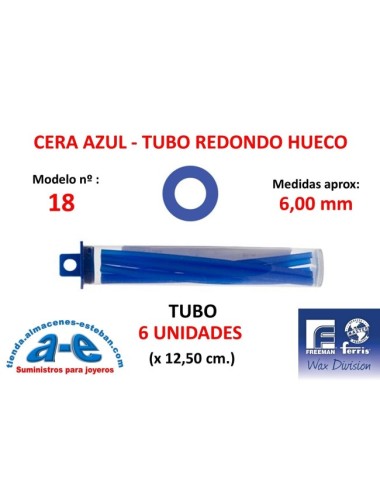 CERA FERRIS AZUL - COWDERY N 18 - TUBO REDONDO HUECO 6,00MM (6un)