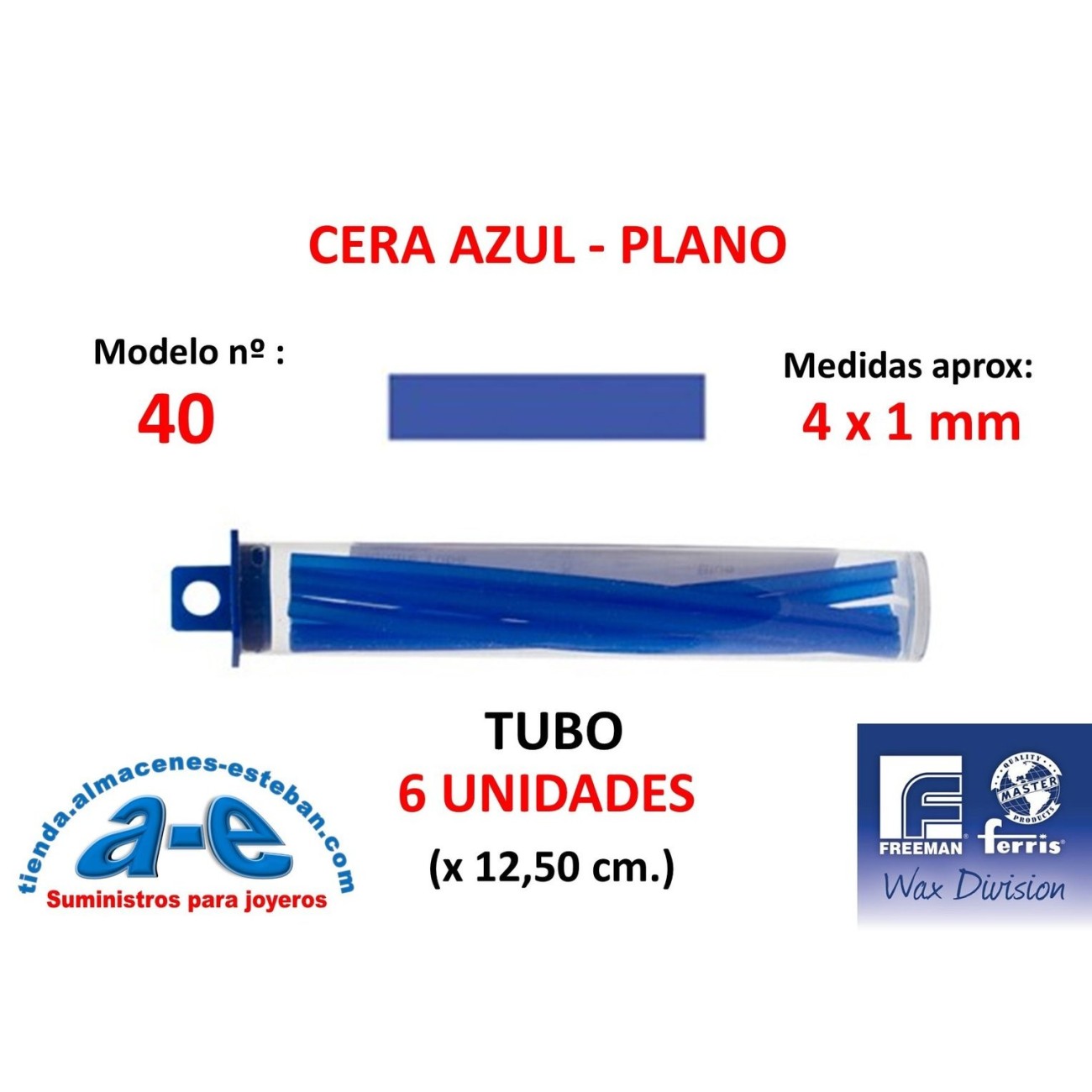 CERA FERRIS AZUL - COWDERY N 40 - TIRA PLANA 4x1 MM (6un)