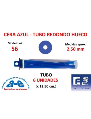 CERA FERRIS AZUL - COWDERY N 56 - TUBO REDONDO HUECO 2,50 MM (6un)