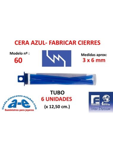 CERA FERRIS AZUL - COWDERY N 60 - FABRICAR CIERRES 3x6 MM (6un)