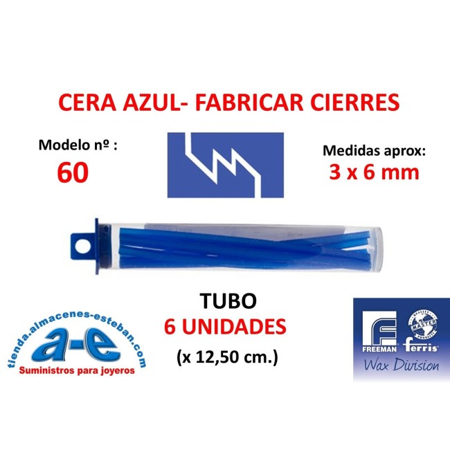 CERA FERRIS AZUL - COWDERY N 60 - FABRICAR CIERRES 3x6 MM (6un)