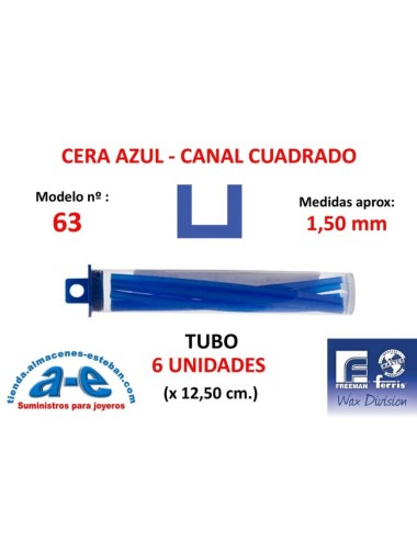 CERA FERRIS AZUL - COWDERY N 63 - TIRA CANAL CUADRADO 1,50 MM (6un)