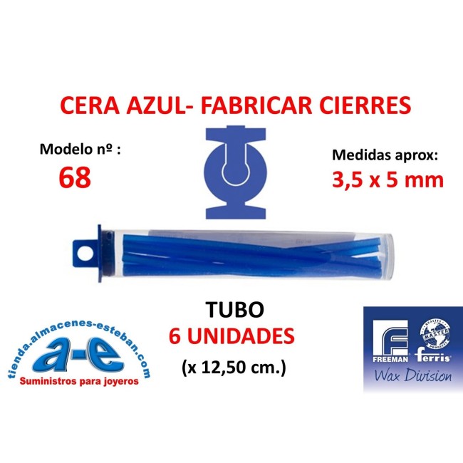 CERA FERRIS AZUL - COWDERY N 68 - FABRICAR CIERRES 3,50 x 5 MM (6un)