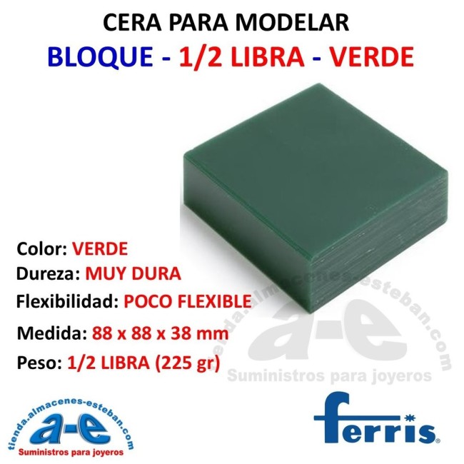 CERA FERRIS BLOQUE 1/2 LB VERDE