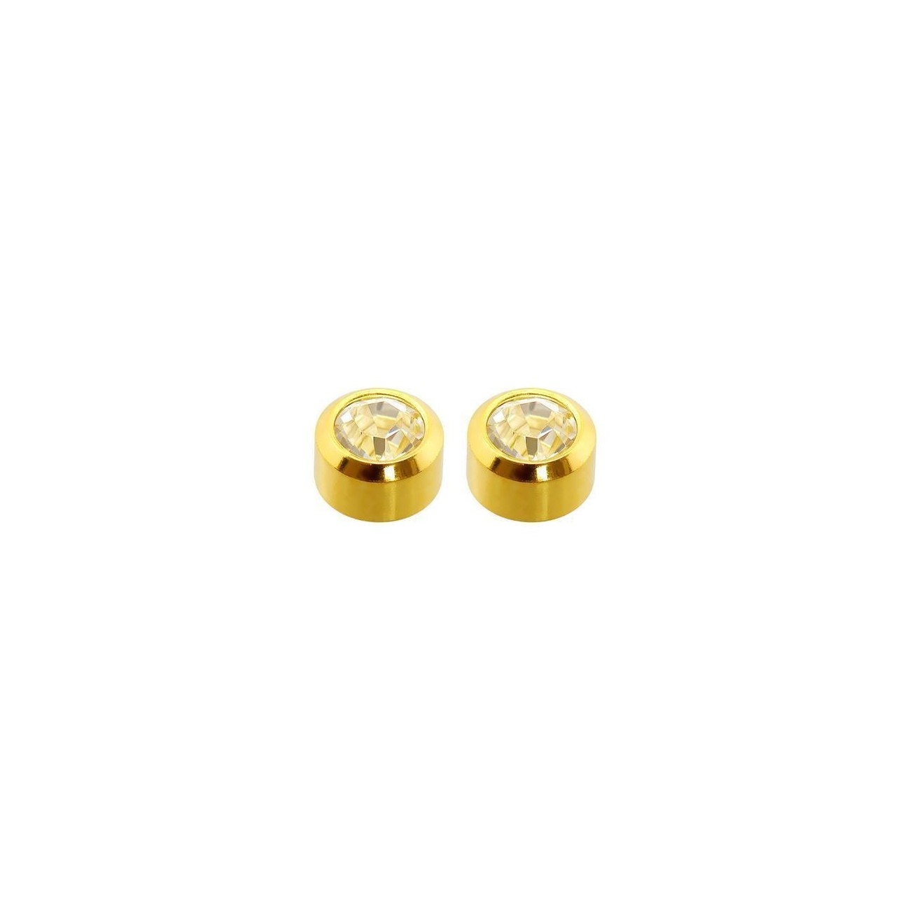 PENDIENTES PERFORAR CAFLON DORADO CHATON PIEDRA BLANCA