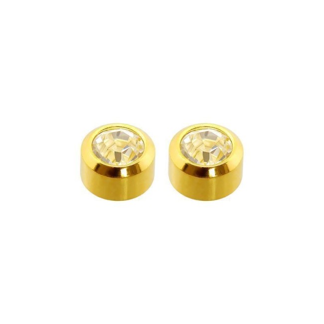 PENDIENTES PERFORAR CAFLON DORADO CHATON PIEDRA BLANCA