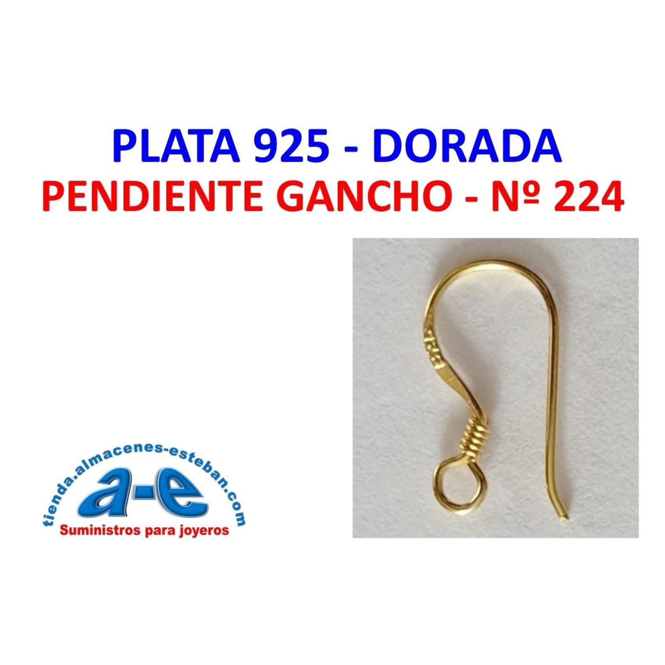 PENDIENTE PLATA DORADA GANCHO 224