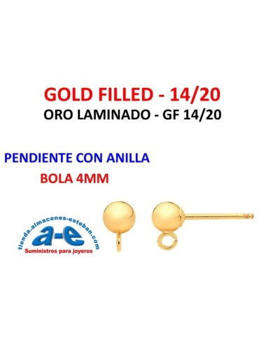 GOLD FILLED PENDIENTE BOLA 4MM C/ANILLA