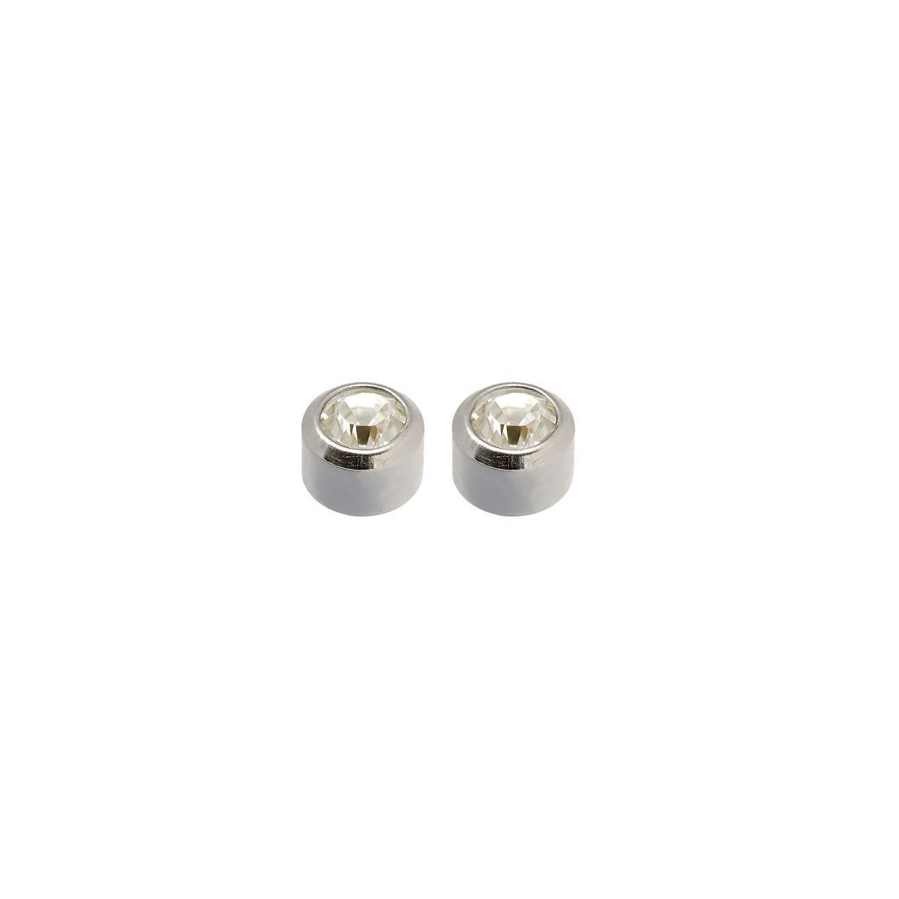 PENDIENTES PERFORAR CAFLON PLATEADO CHATON PIEDRA BLANCA