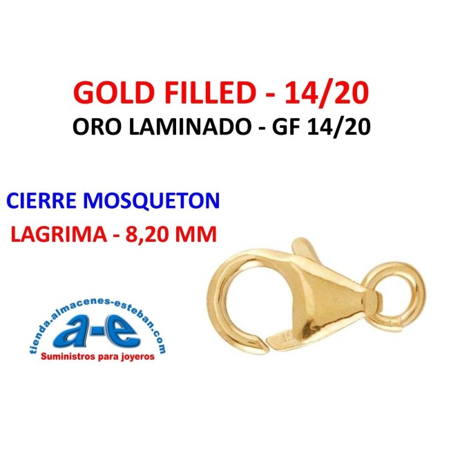 GOLD FILLED CIERRE MOSQUETON LAGRIMA 8,20MM (UN)