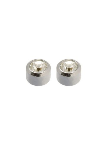 PENDIENTES PERFORAR CAFLON PLATEADO CHATON PIEDRA BLANCA MINI