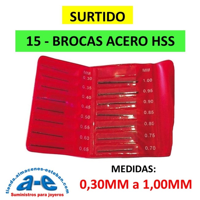 SURTIDO 15 BROCAS 0,30-1,00MM HSS
