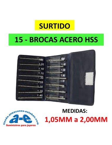 SURTIDO 15 BROCAS 1,05-2,00MM HSS