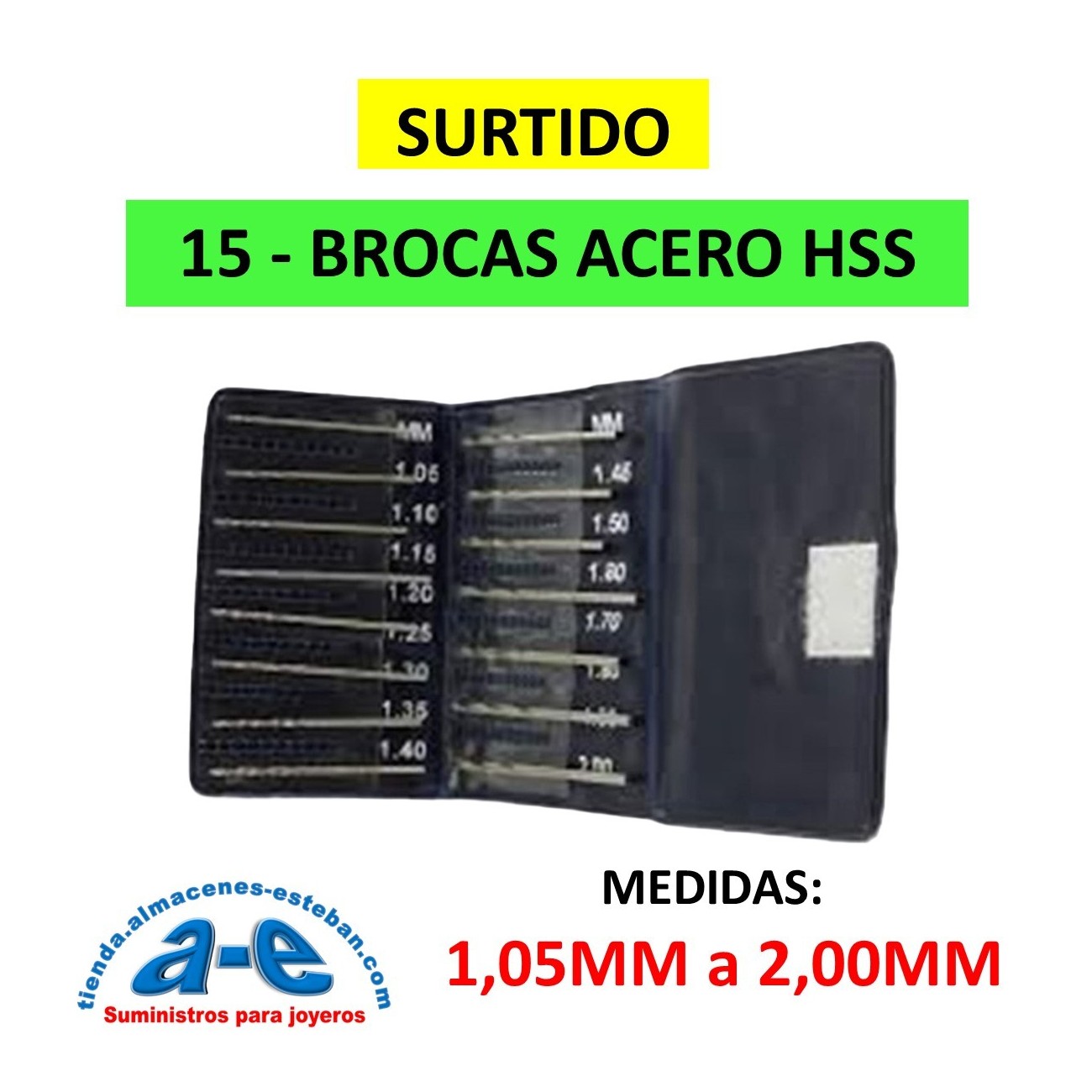 SURTIDO 15 BROCAS 1,05-2,00MM HSS