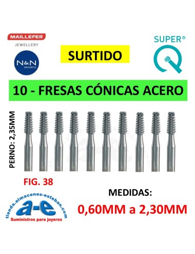 SURTIDO FRESAS CONICA MAILLEFER FIG. 38 006-023 (10 UNID)