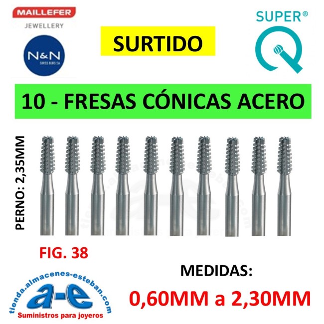 SURTIDO FRESAS CONICA MAILLEFER FIG. 38 006-023 (10 UNID)