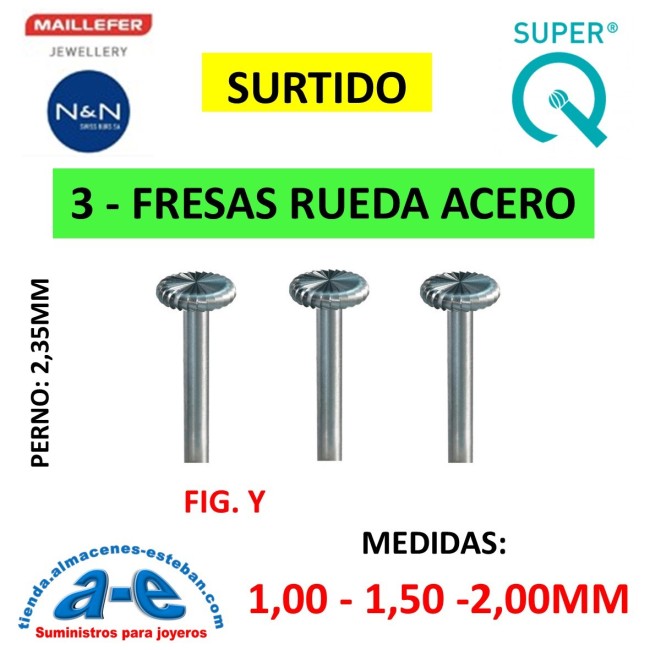 SURTIDO FRESAS RUEDA MAILLEFER FIG. Y (3 UNID)