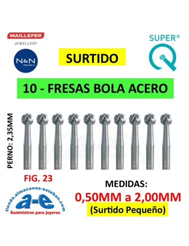SURTIDO FRESAS BOLA MAILLEFER 005-020 PEQ. (10 UNID)