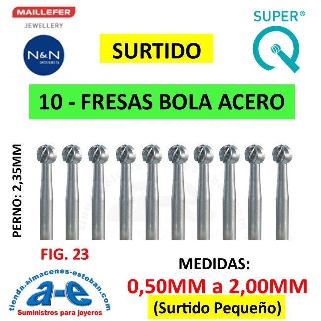 SURTIDO FRESAS BOLA MAILLEFER 005-020 PEQ. (10 UNID)