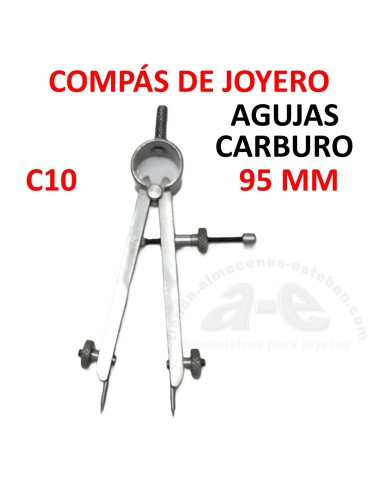 COMPAS DE JOYERO 95MM ACERO CON AGUJAS DE CARBURO - C10