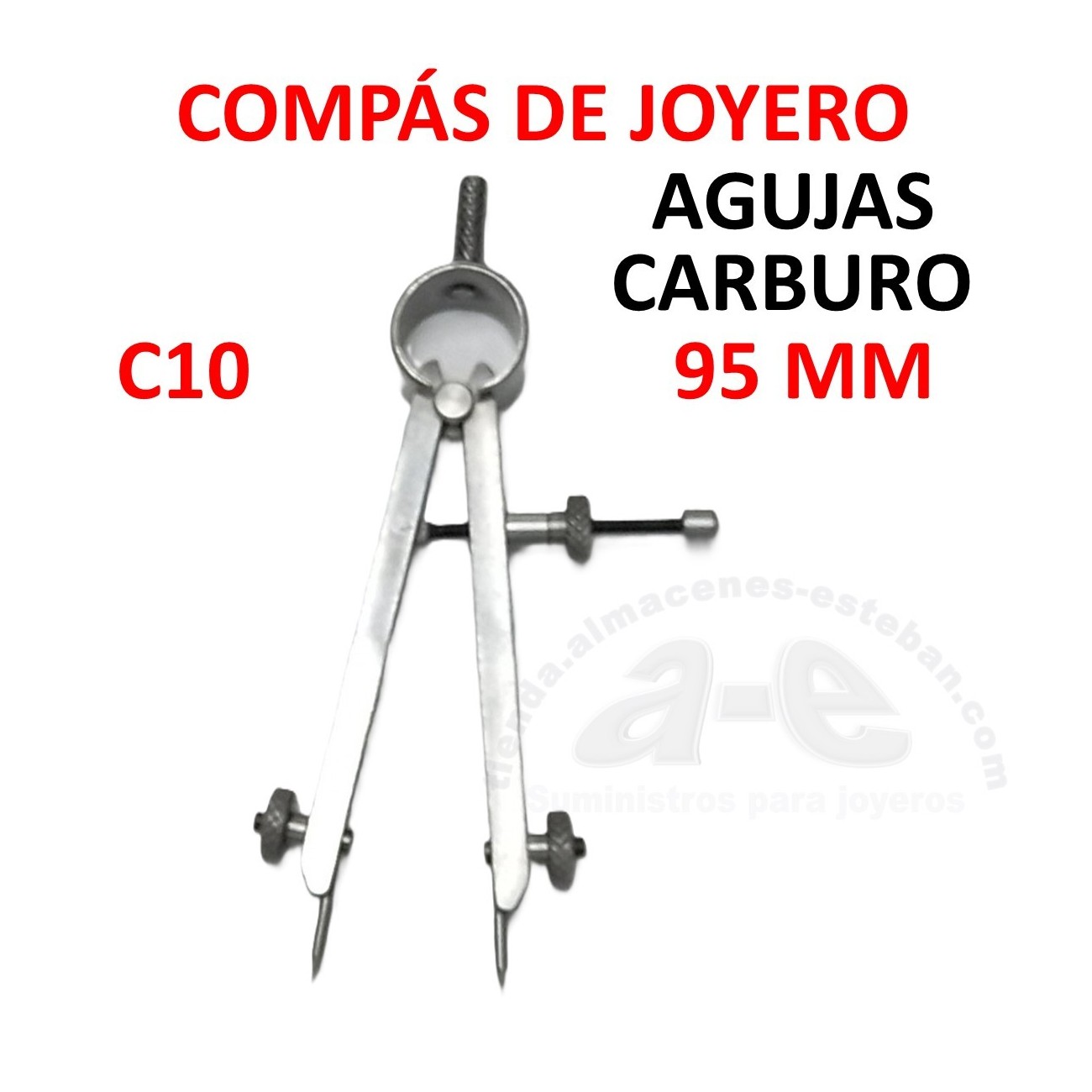 COMPAS DE JOYERO 95MM ACERO CON AGUJAS DE CARBURO - C10