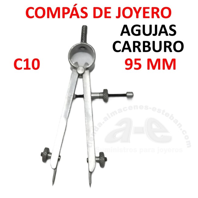 COMPAS DE JOYERO 95MM ACERO CON AGUJAS DE CARBURO - C10