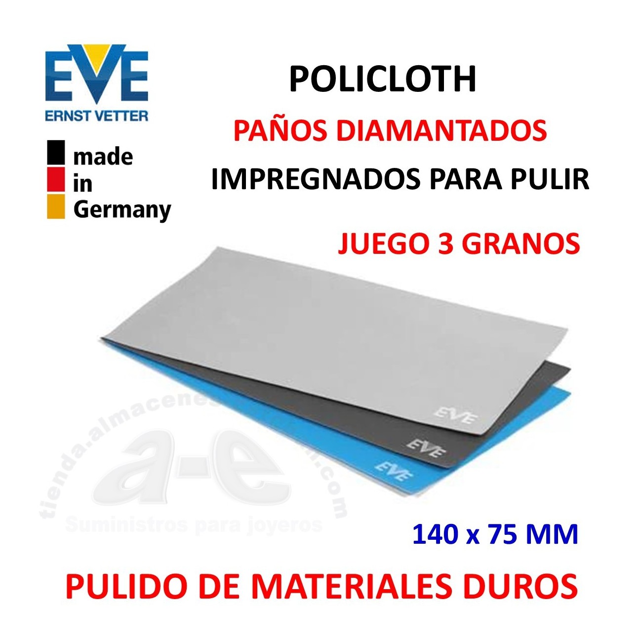 PAÑOS DIAMANTADOS PARA EL PULIDO EVE POLICLOTH (3 SURT.)