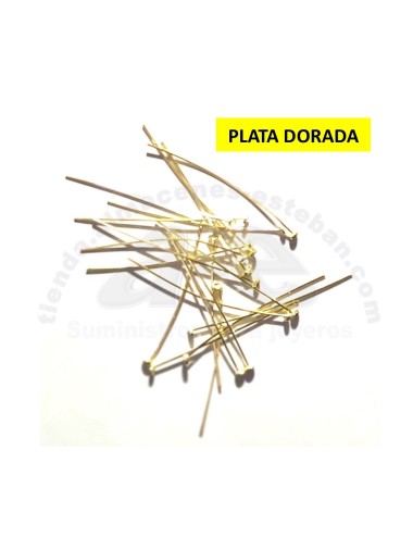 ALFILER PLATA DORADA 40MM TAPON 2,5MM HILO  0,80MM (UNID)