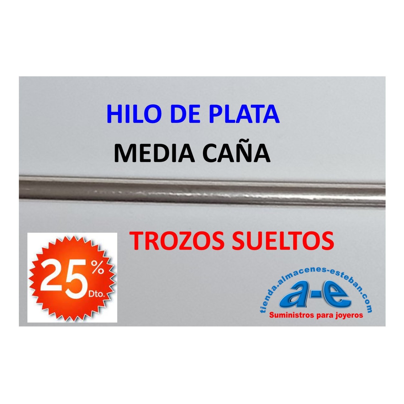 HILO PLATA MEDIA CAÑA 2,59x1,30MM (LOTE TROZOS N. 184)