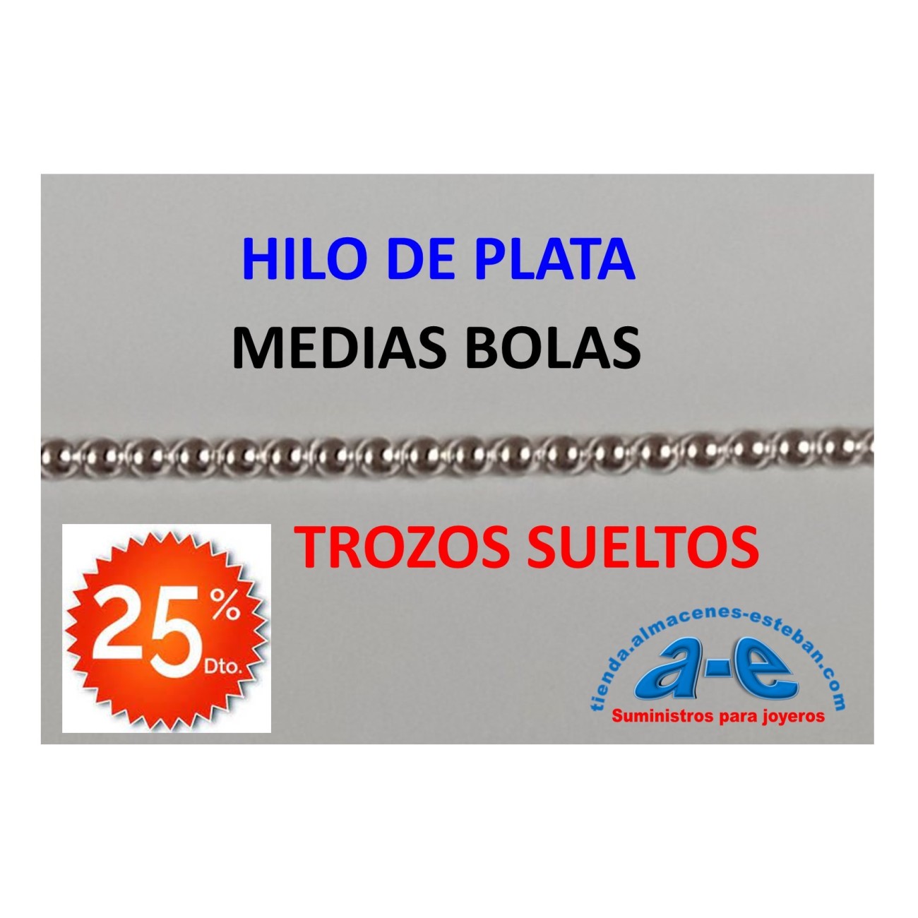 HILO PLATA MEDIAS BOLAS 1,63MM (LOTE TROZOS N. 209)