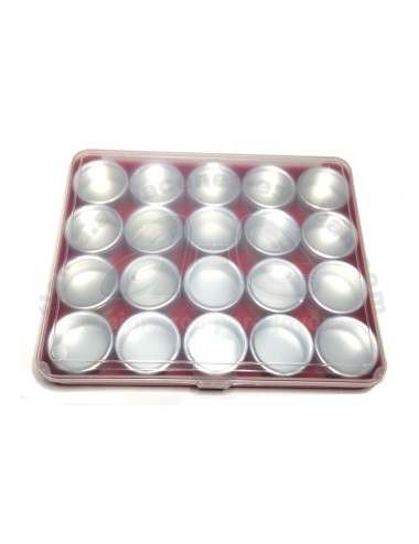 CAJA PLASTICO ROJO 20 BOTES ALUMINIO