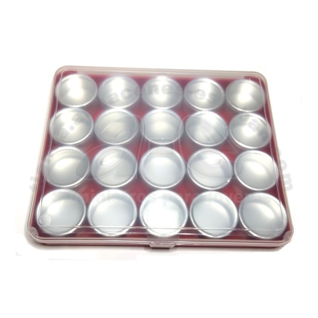 CAJA PLASTICO ROJO 20 BOTES ALUMINIO