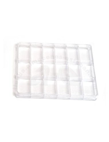 CAJA PLASTICO MINI 18 HUECOS TRANSPARENTE