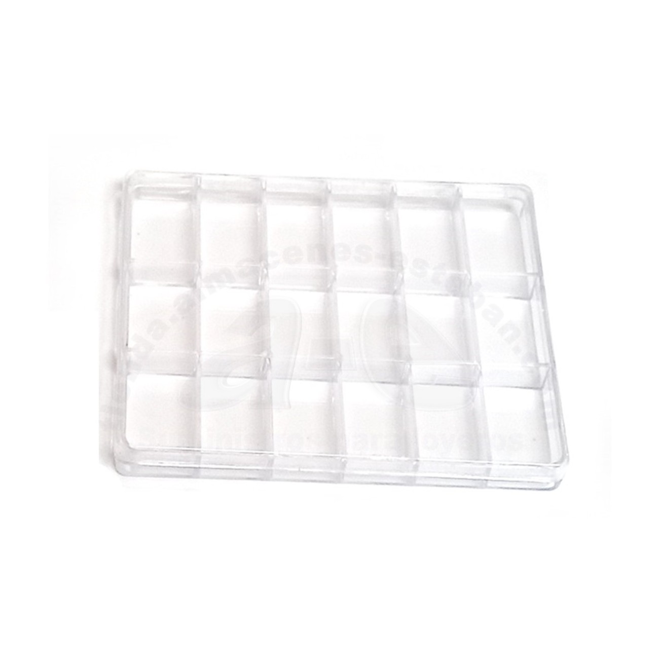 CAJA PLASTICO MINI 18 HUECOS TRANSPARENTE