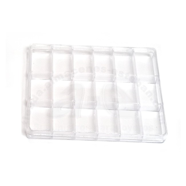 CAJA PLASTICO MINI 18 HUECOS TRANSPARENTE