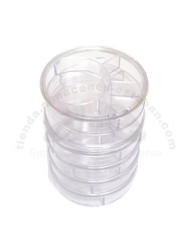 CAJA PLASTICO CIRCULAR 5 HUECOS TRANSPARENTE (PACK 6)