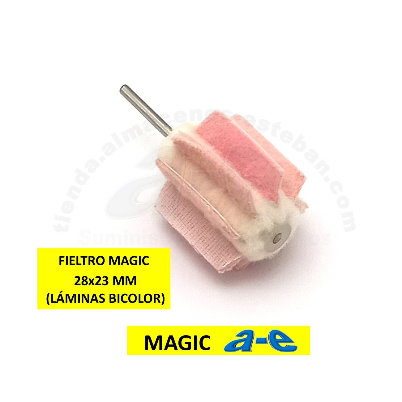 CEPILLO MONTADO FIELTRO MAGIC 28x23 MM a-e (LAMINAS BICOLOR)